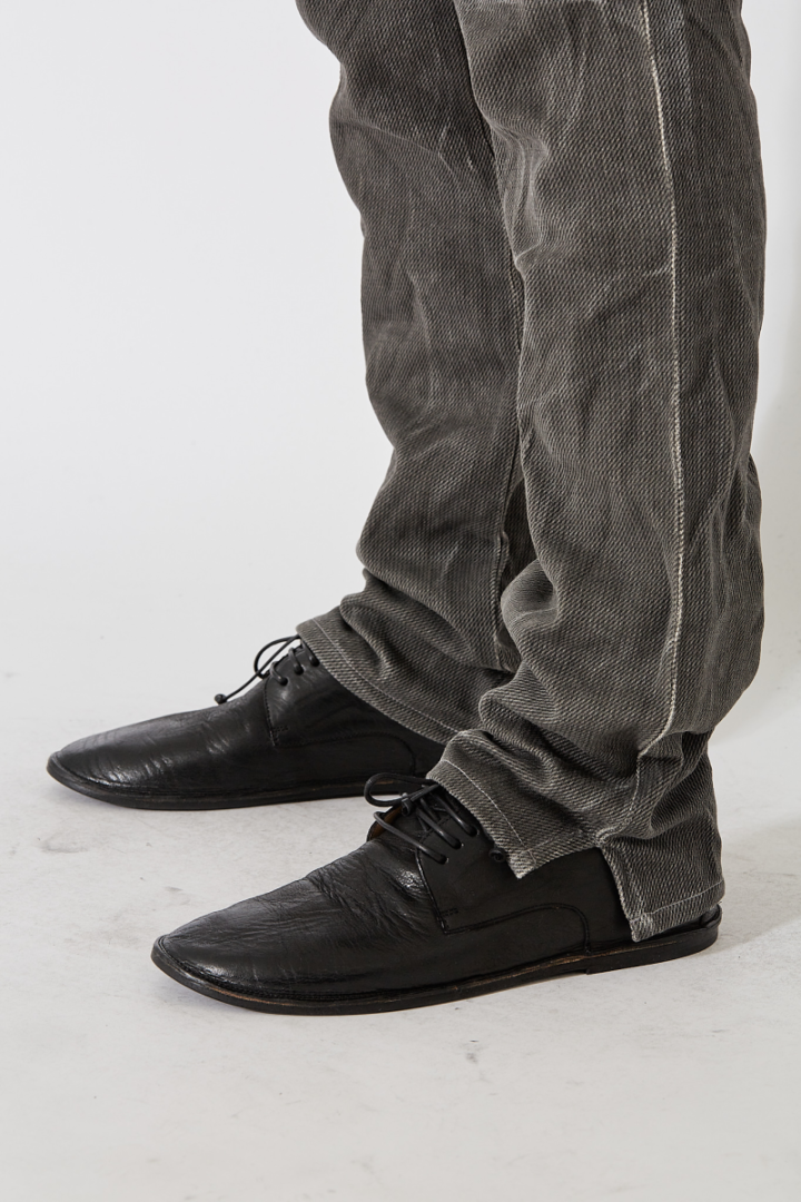 Back Split Fitted Denim Trousers - Grey