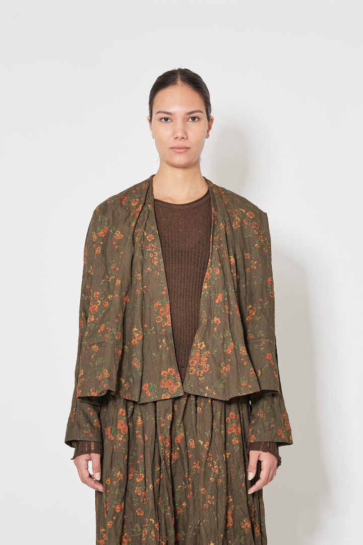 Klarke Jkt - Khaki/Orange Flowers