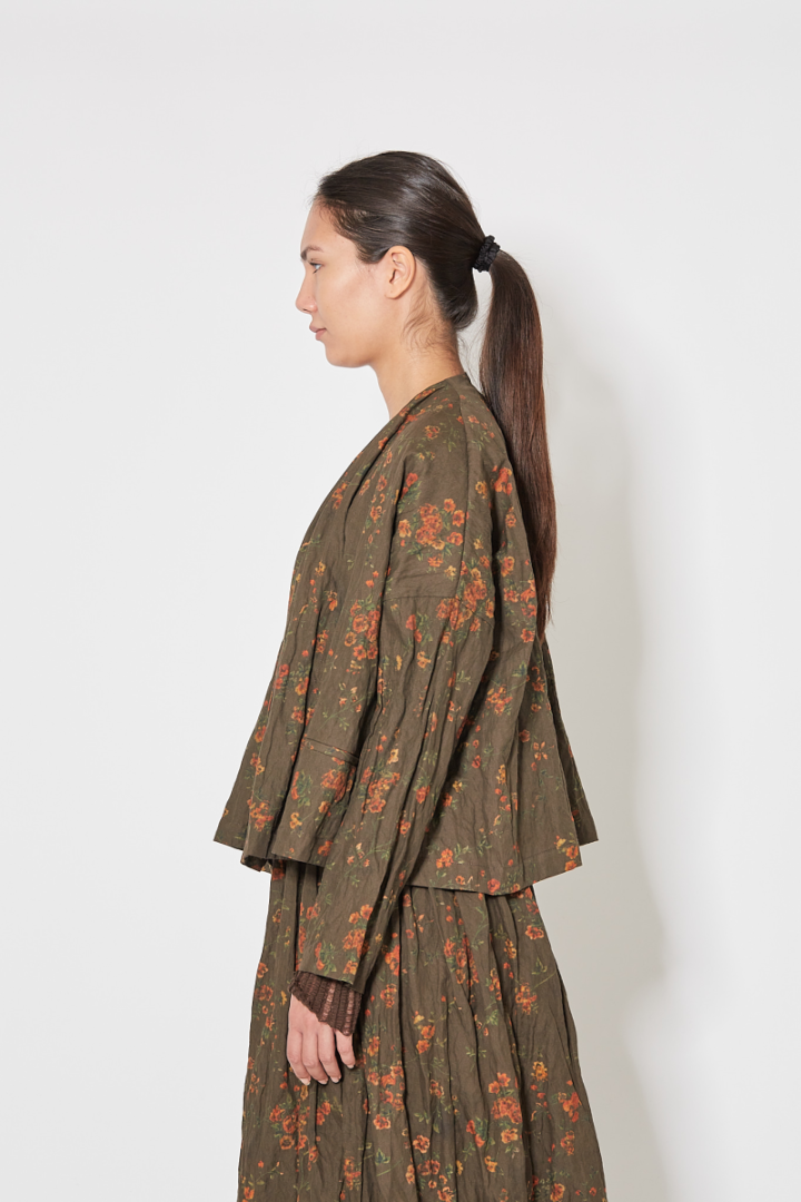 Klarke Jkt - Khaki/Orange Flowers