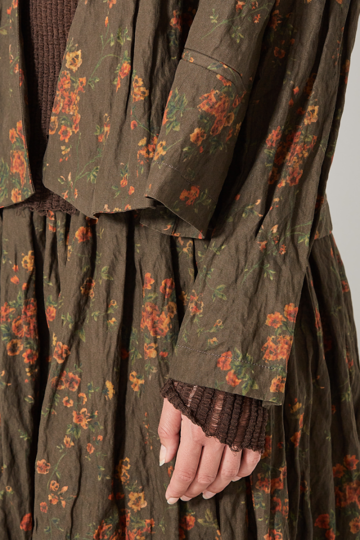 Klarke Jkt - Khaki/Orange Flowers