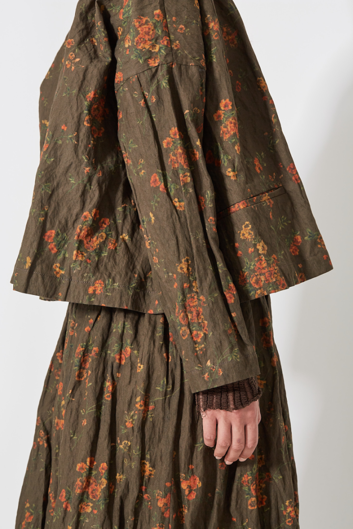 Klarke Jkt - Khaki/Orange Flowers