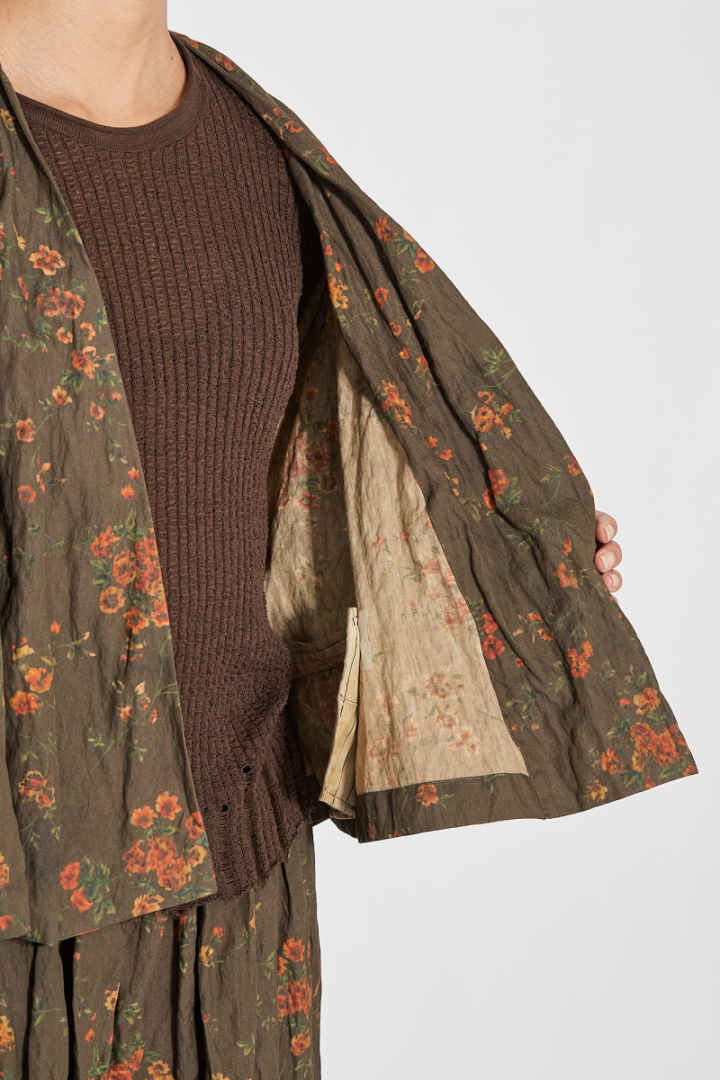 Klarke Jkt - Khaki/Orange Flowers