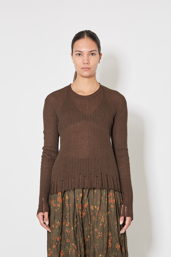 Long Slv Top - Brown
