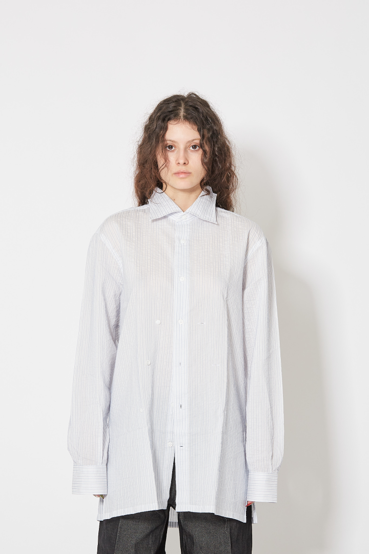 Hook + Eye Shirt Stripe - White/Blue Stripe
