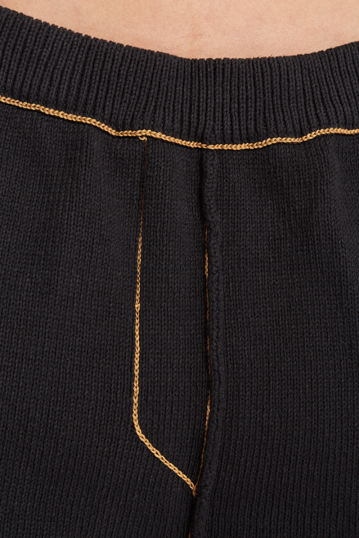Recycle Denim Yarn Knit Pants - Black