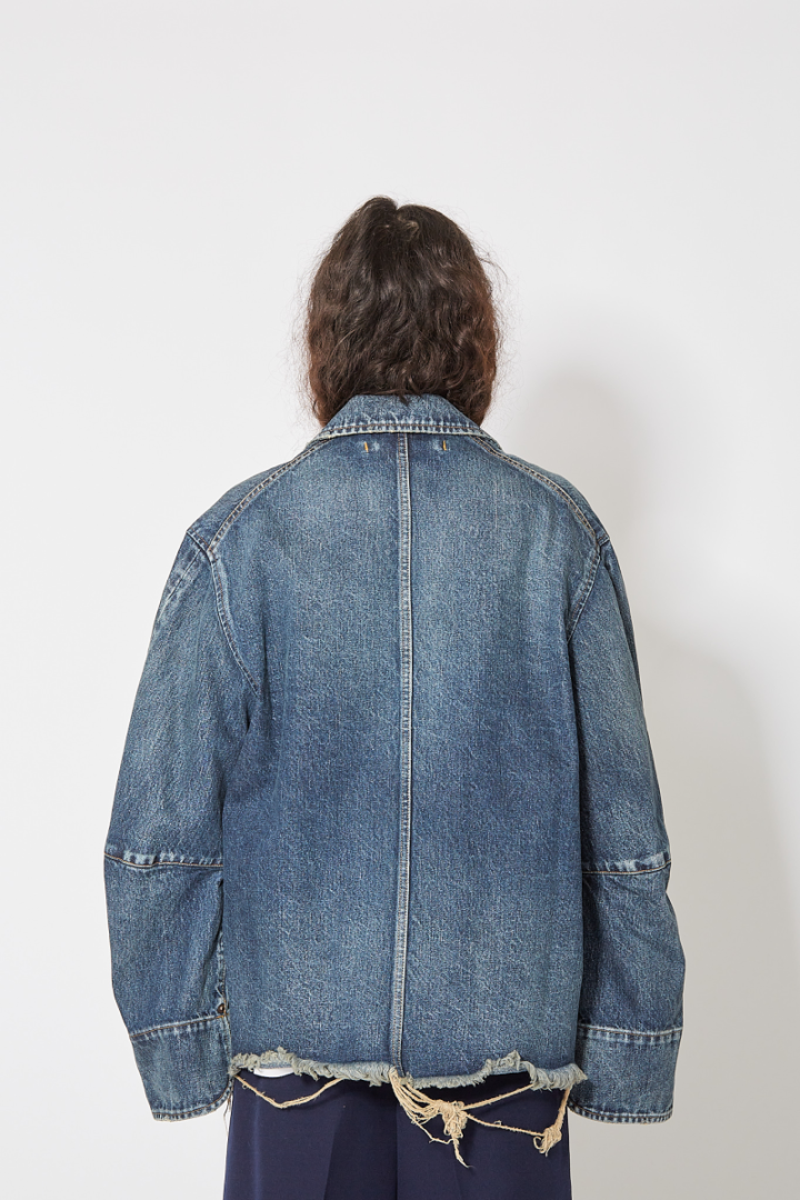 Used Finish Denim Jacket - Blue