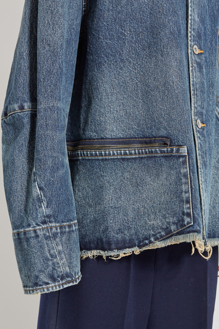 Used Finish Denim Jacket - Blue