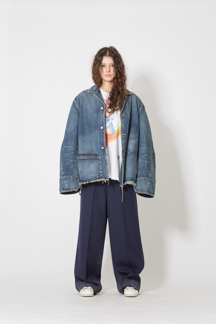 Used Finish Denim Jacket - Blue