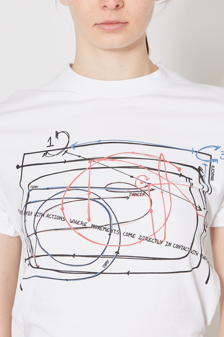 Fitted Elastics T-Shirt + Multicolored Print - White