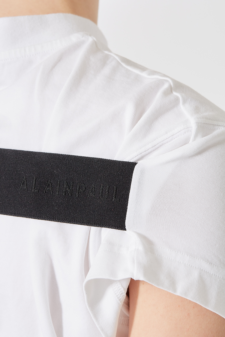 Fitted Elastics T-Shirt + Multicolored Print - White