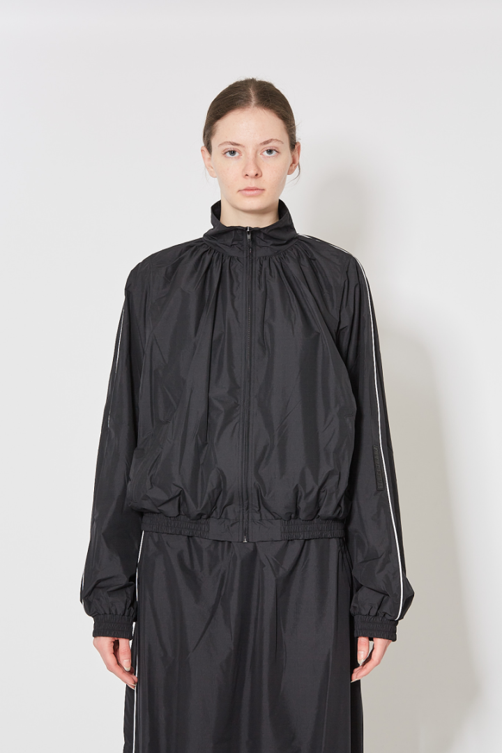 Gathered Neck Track Jacket - Black