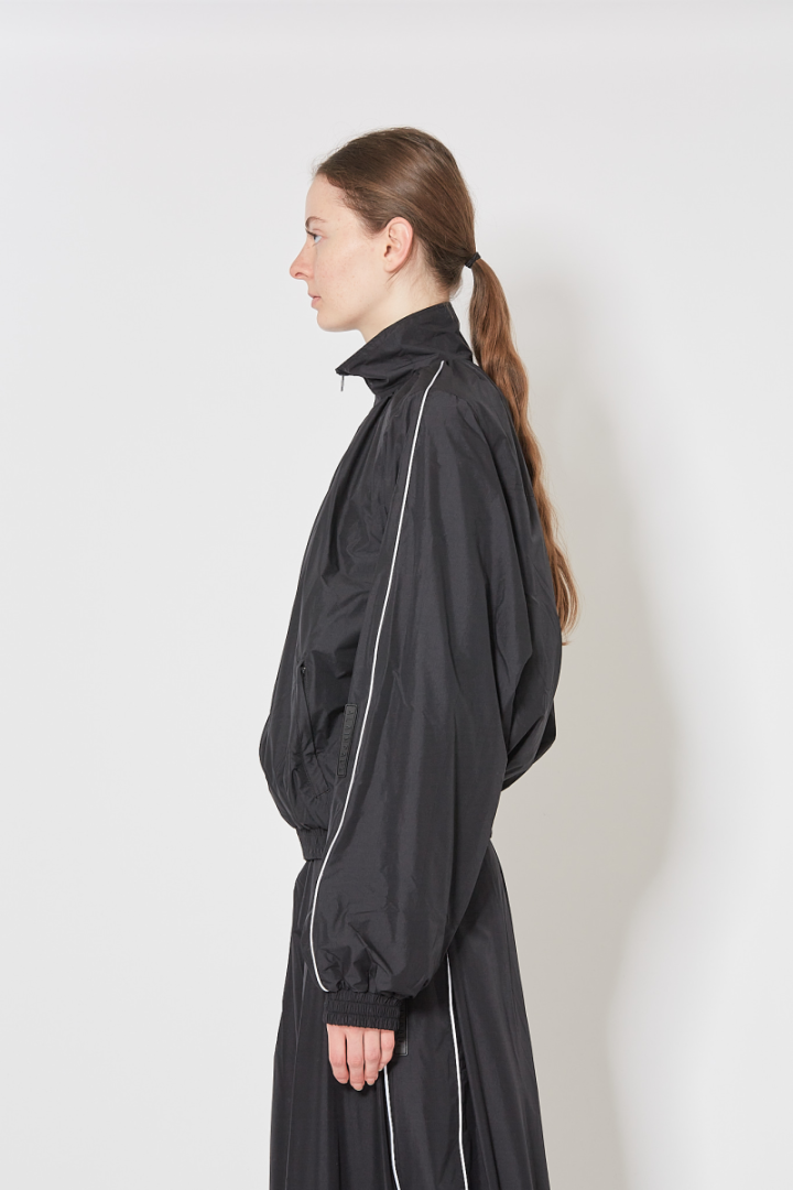 Gathered Neck Track Jacket - Black