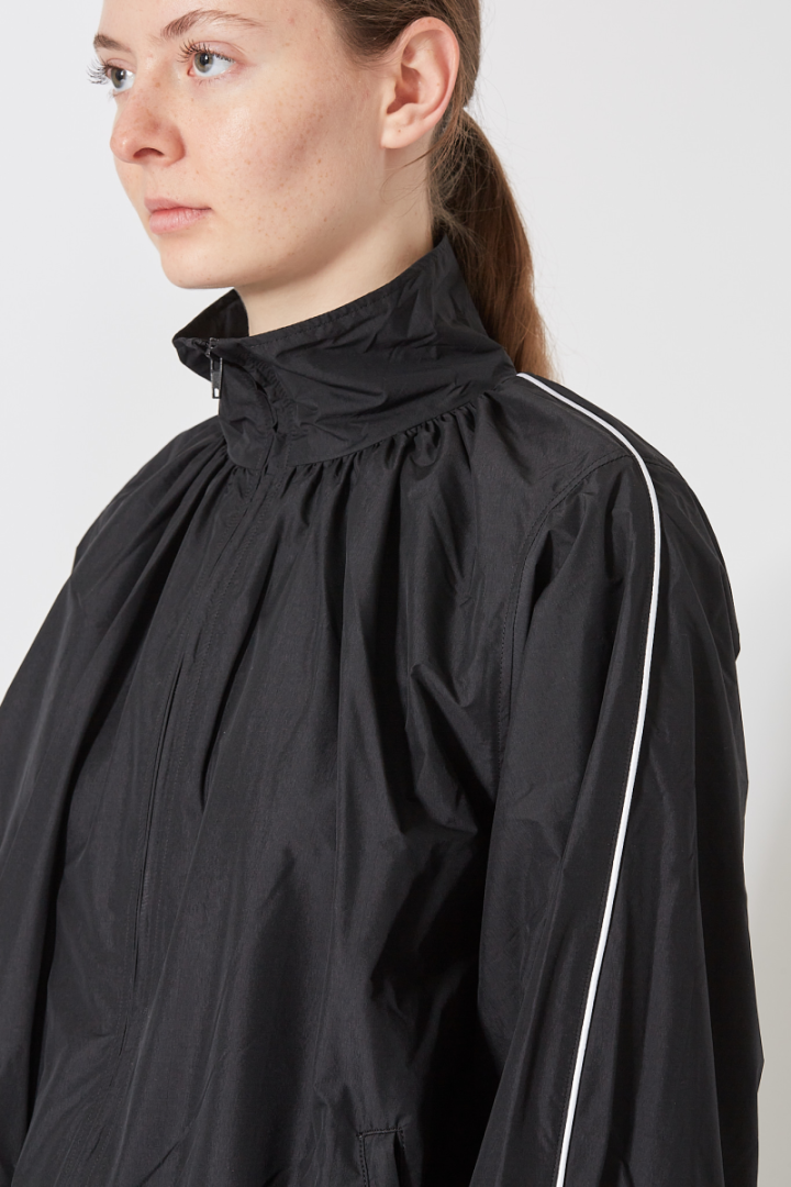 Gathered Neck Track Jacket - Black
