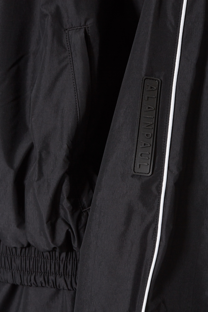 Gathered Neck Track Jacket - Black