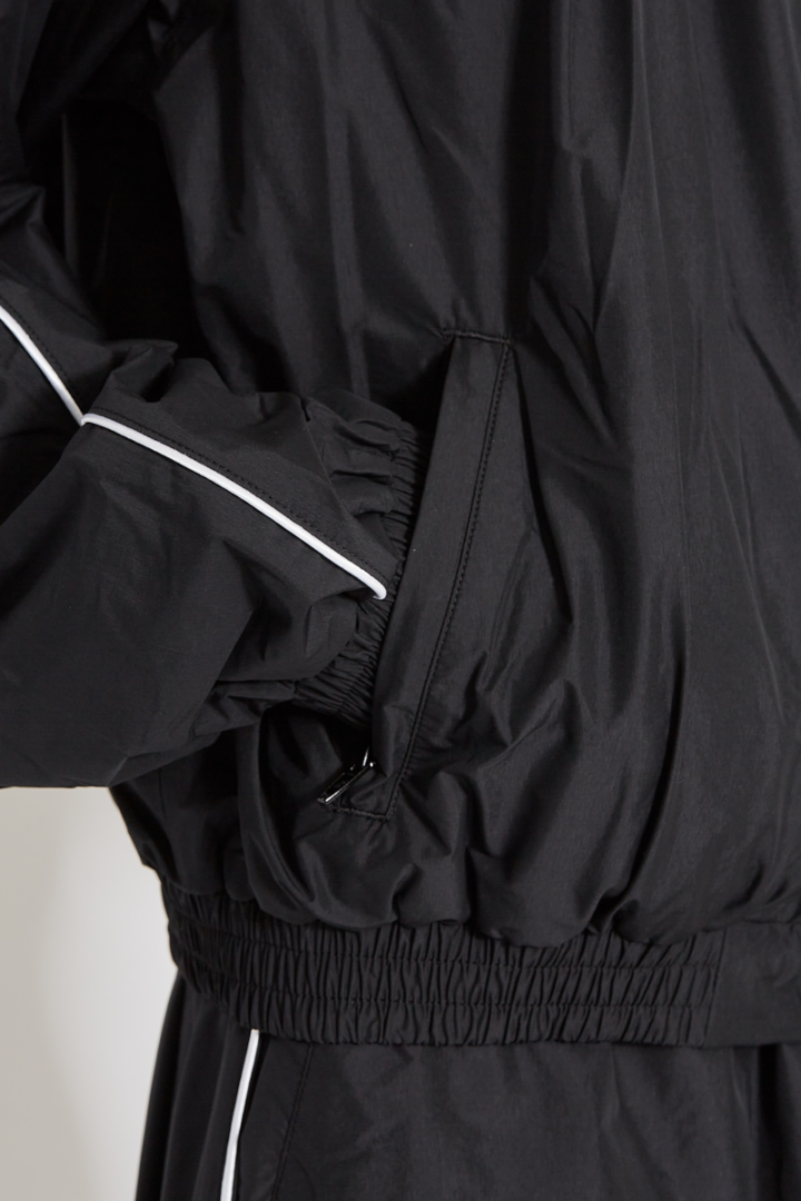 Gathered Neck Track Jacket - Black