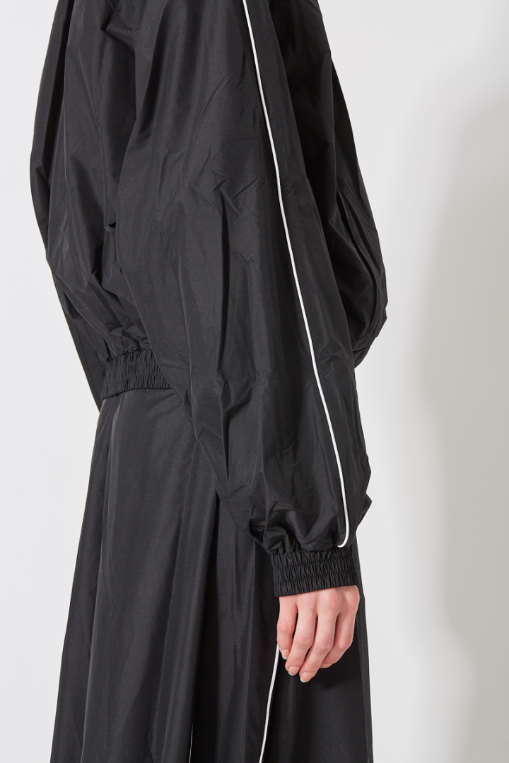 Gathered Neck Track Jacket - Black