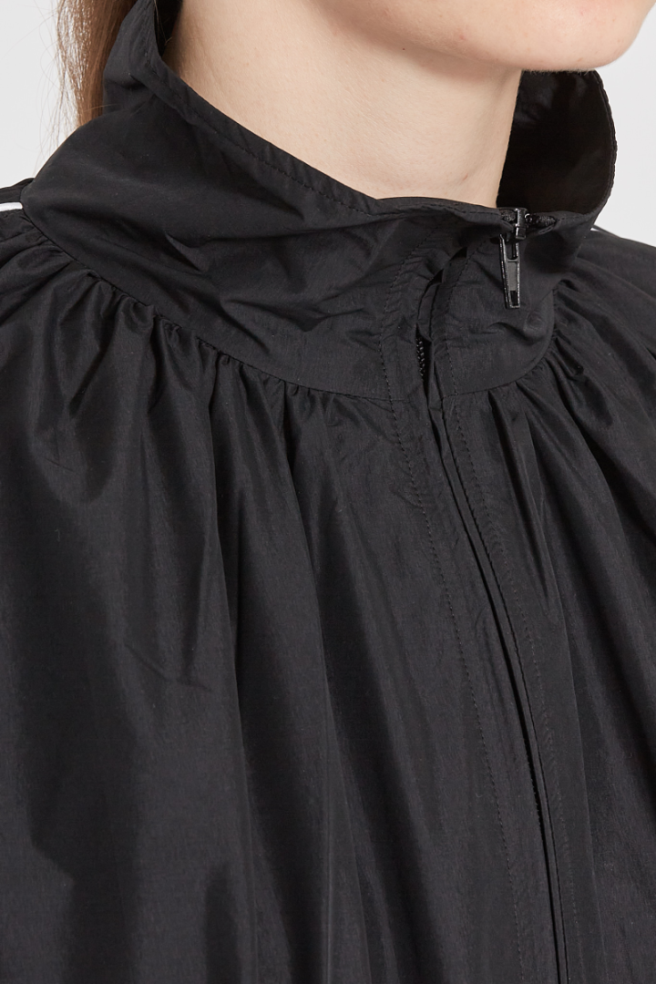 Gathered Neck Track Jacket - Black