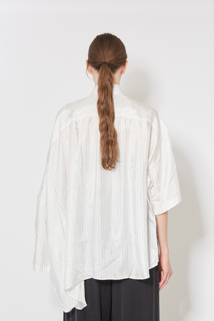Extended Shirt - White Pinstripe