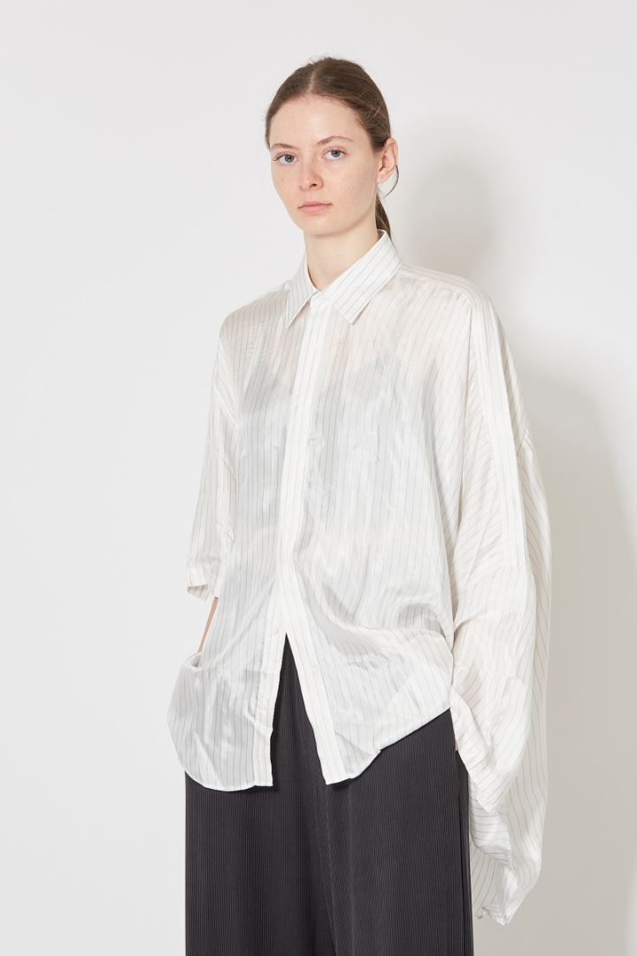 Extended Shirt - White Pinstripe