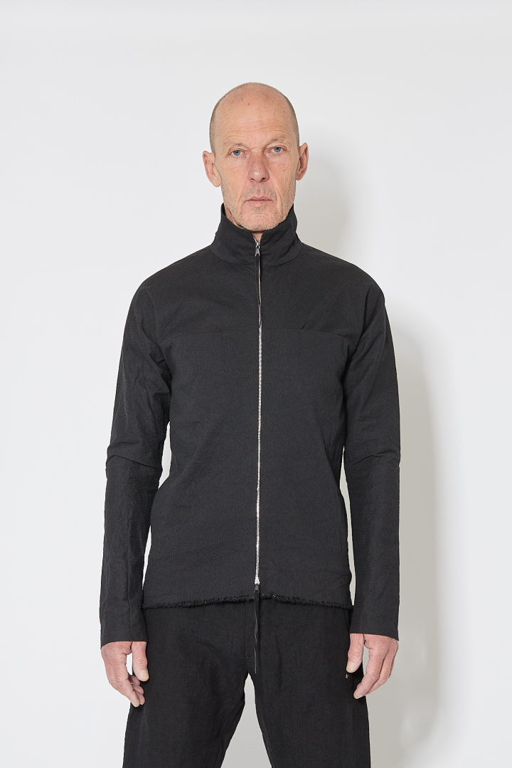 Zipped Tall Collar Shirt - Black