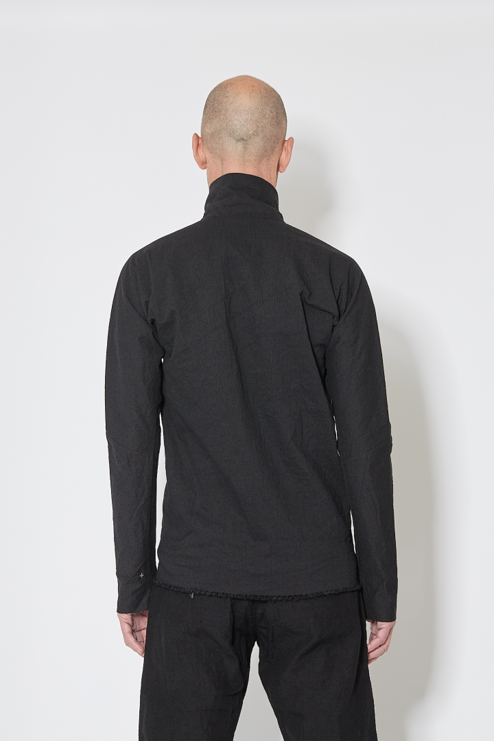 Zipped Tall Collar Shirt - Black
