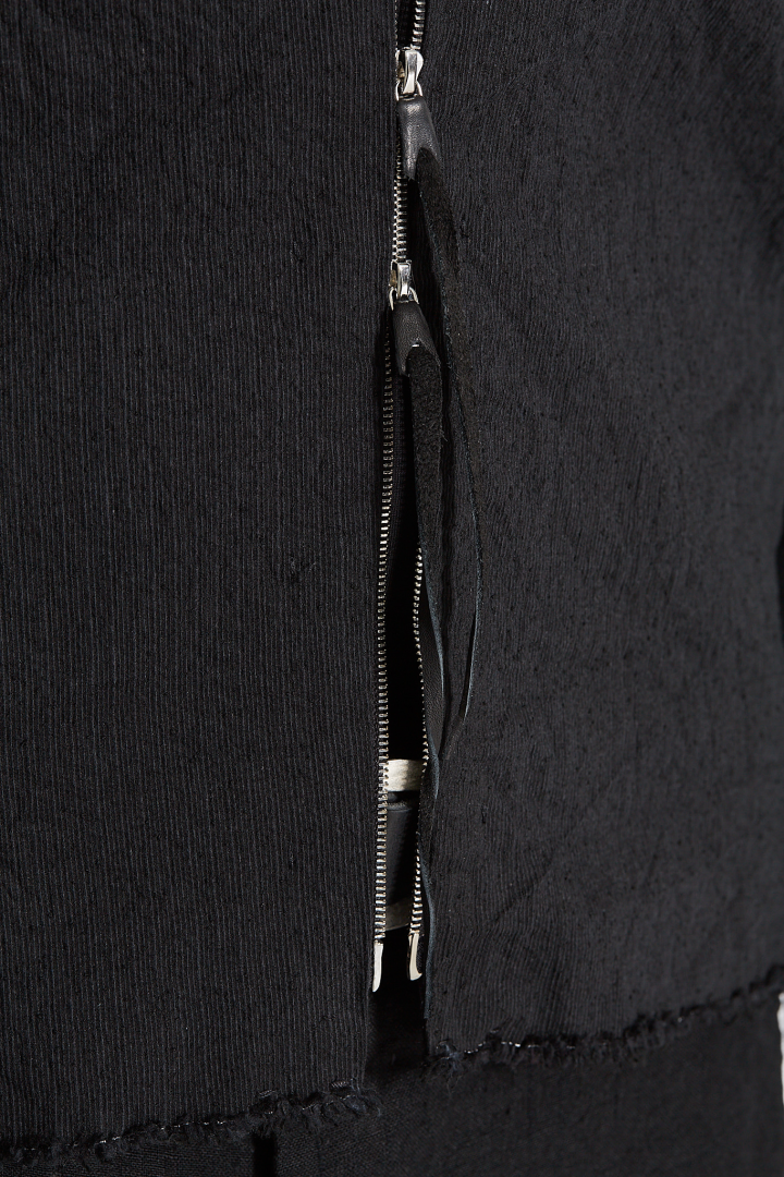 Zipped Tall Collar Shirt - Black