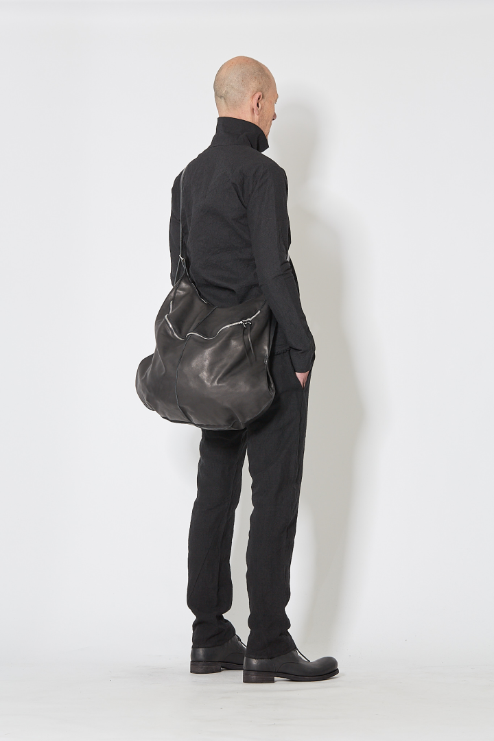 Zipped Tall Collar Shirt - Black