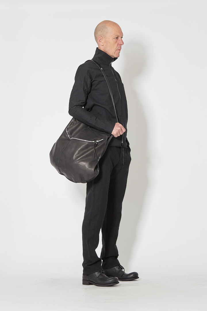 Zipped Tall Collar Shirt - Black