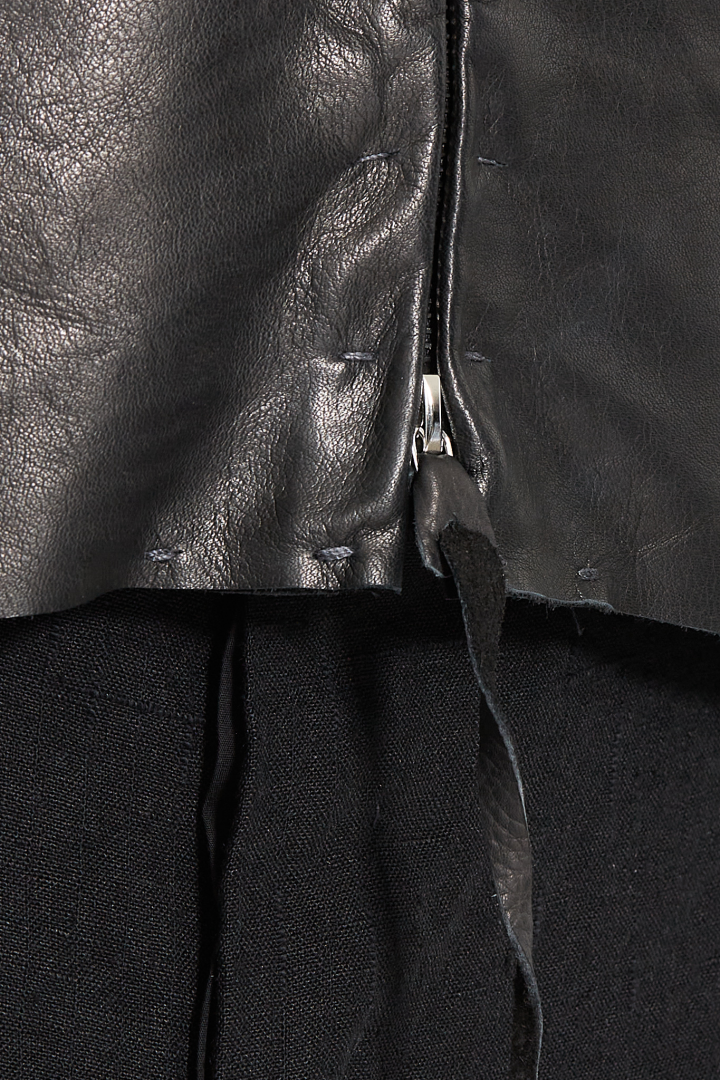 4 Pocket Detachable Hood Biker Jacket - Black