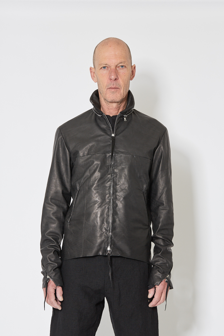 4 Pocket Detachable Hood Biker Jacket - Black