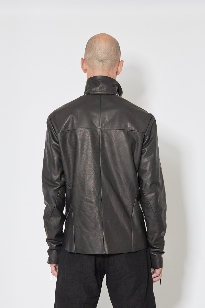 4 Pocket Detachable Hood Biker Jacket - Black