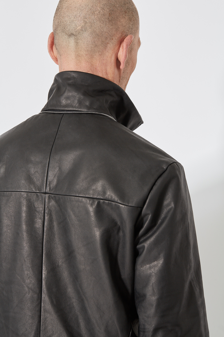 4 Pocket Detachable Hood Biker Jacket - Black