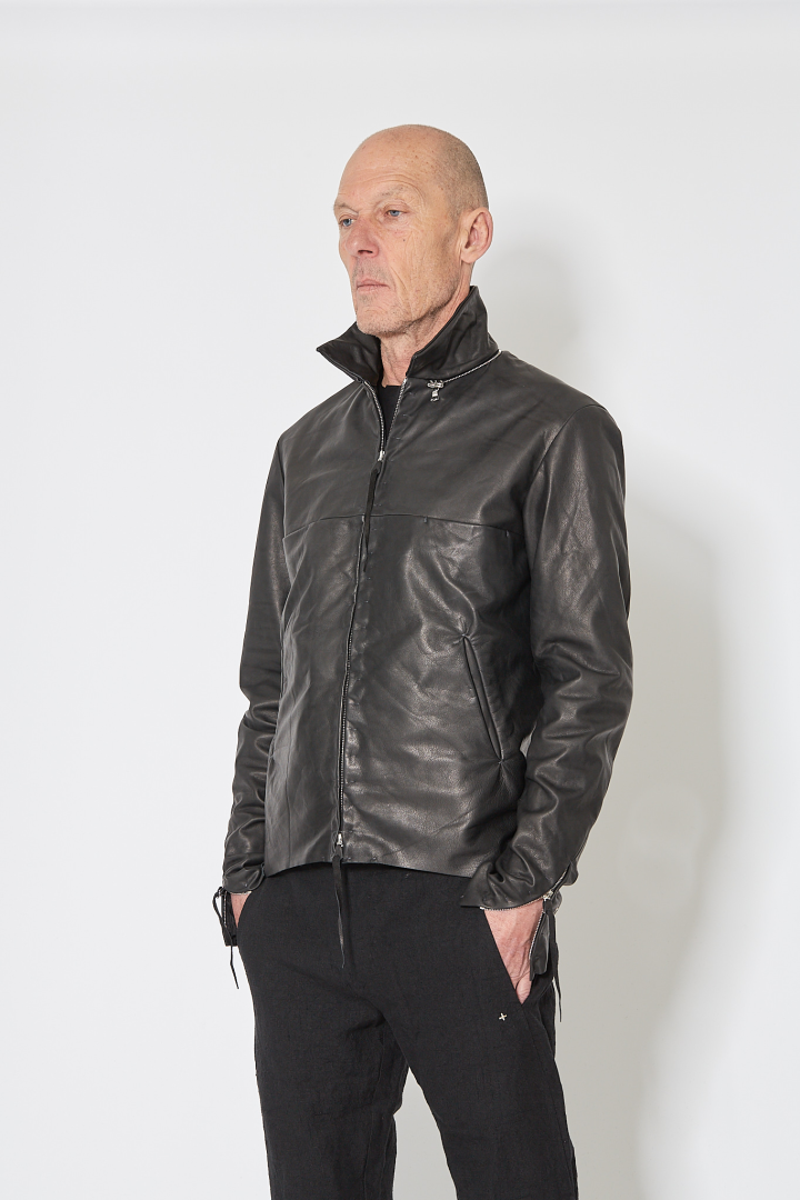 4 Pocket Detachable Hood Biker Jacket - Black