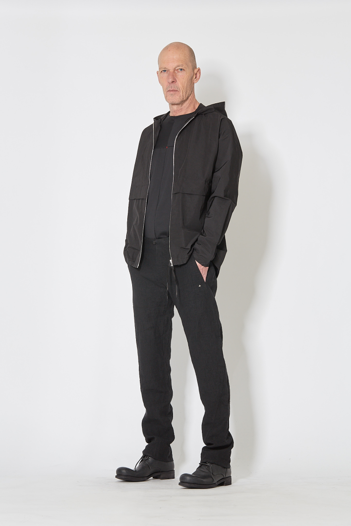 Deep Pocket Hooded Straight Jacket - Black