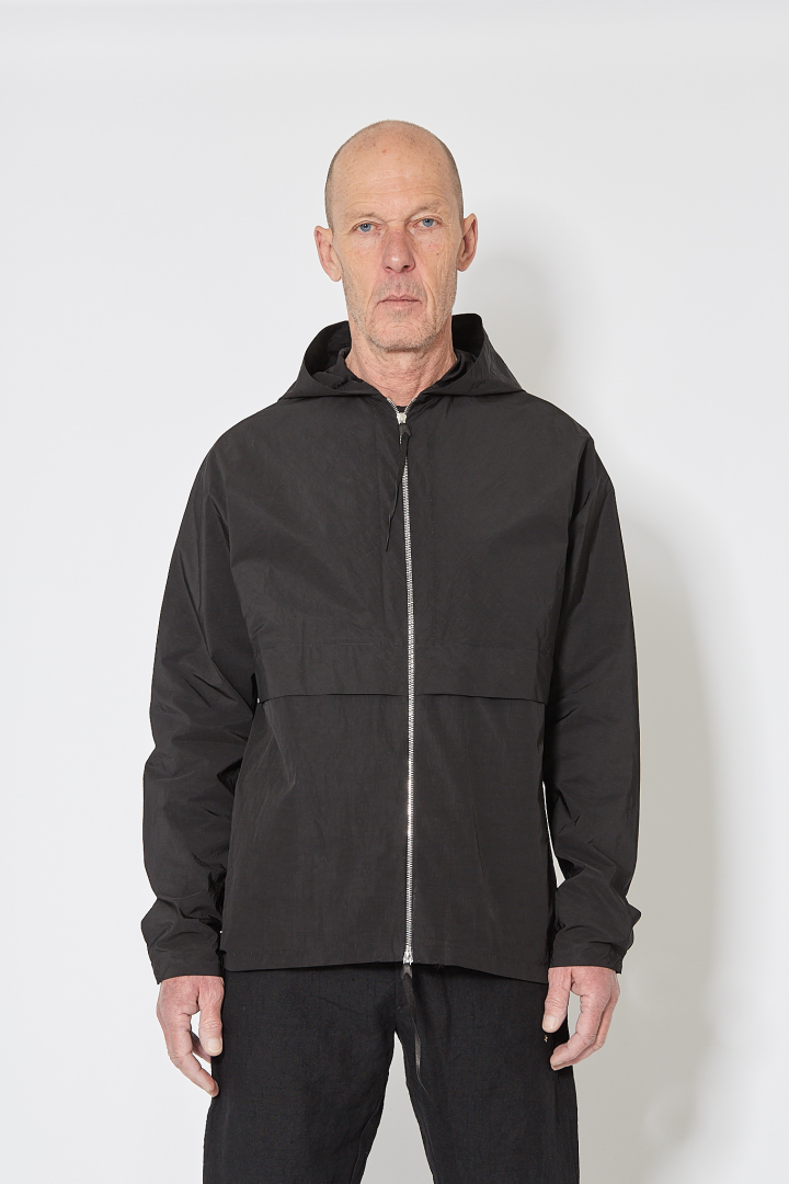 Deep Pocket Hooded Straight Jacket - Black