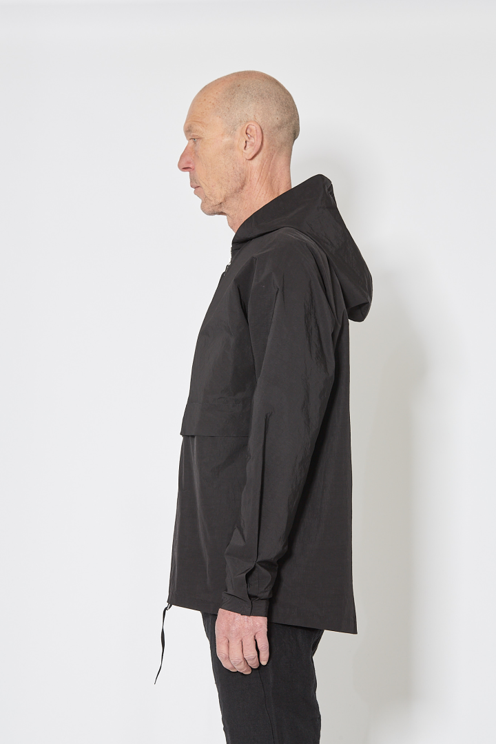 Deep Pocket Hooded Straight Jacket - Black
