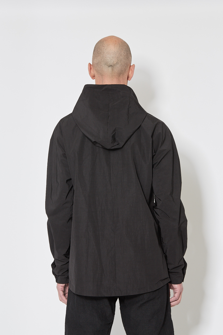 Deep Pocket Hooded Straight Jacket - Black