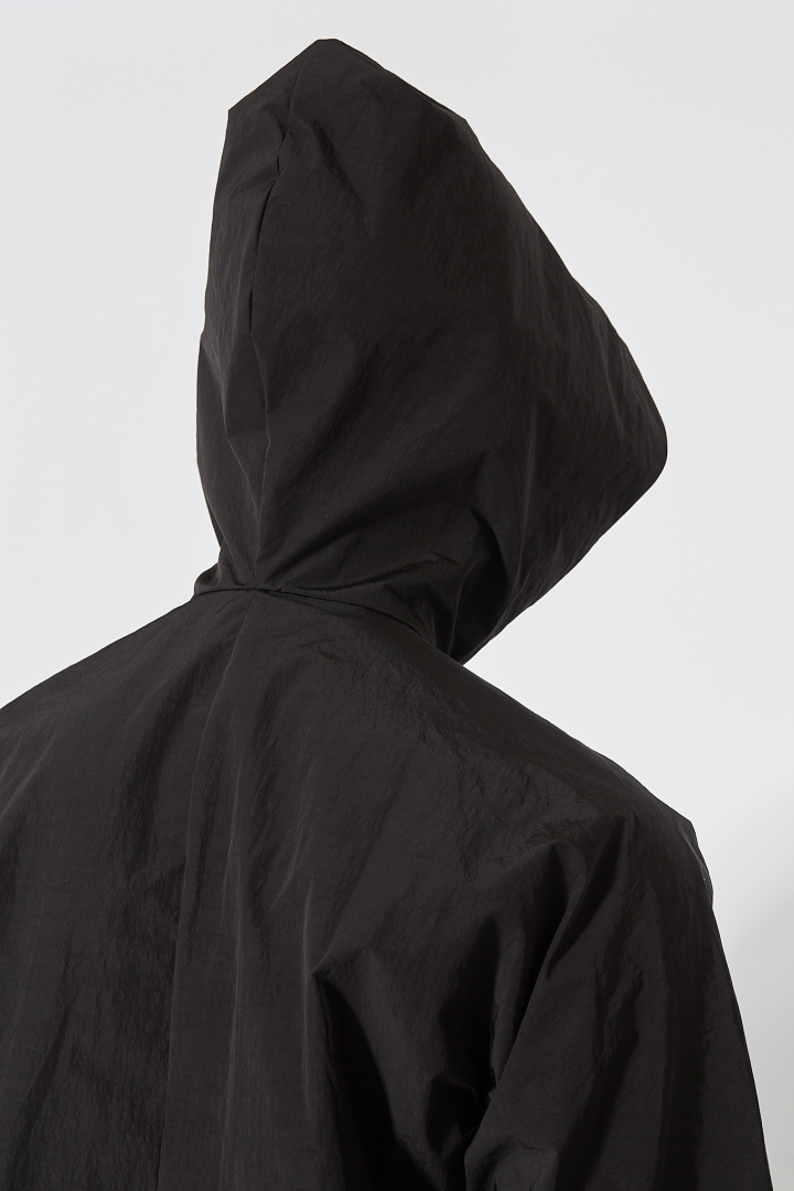 Deep Pocket Hooded Straight Jacket - Black