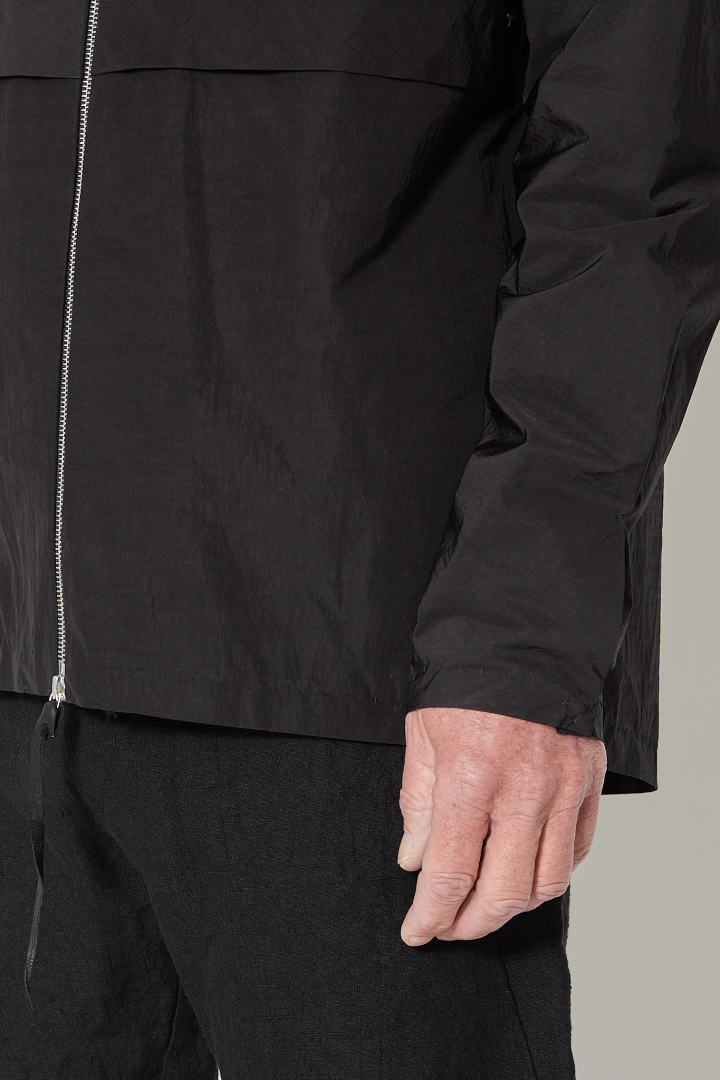 Deep Pocket Hooded Straight Jacket - Black