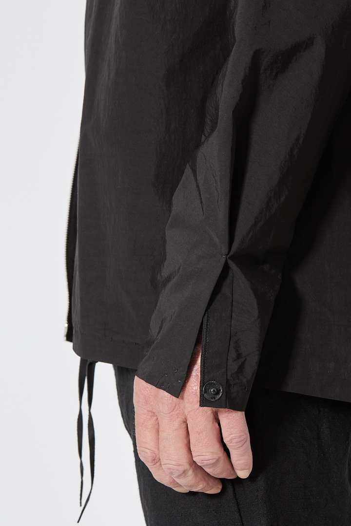 Deep Pocket Hooded Straight Jacket - Black