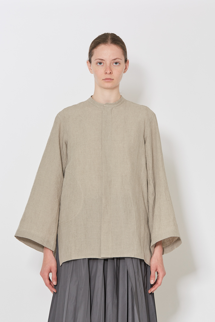 Longs Sleeve Shirt With Side Pocket - Brown