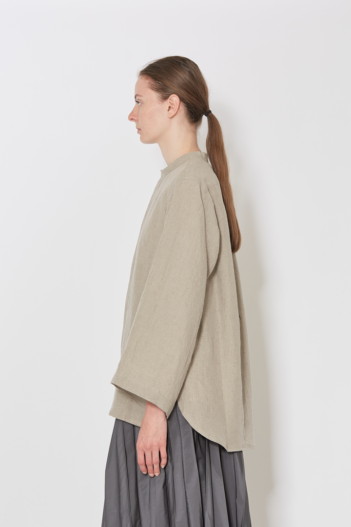 Longs Sleeve Shirt With Side Pocket - Brown