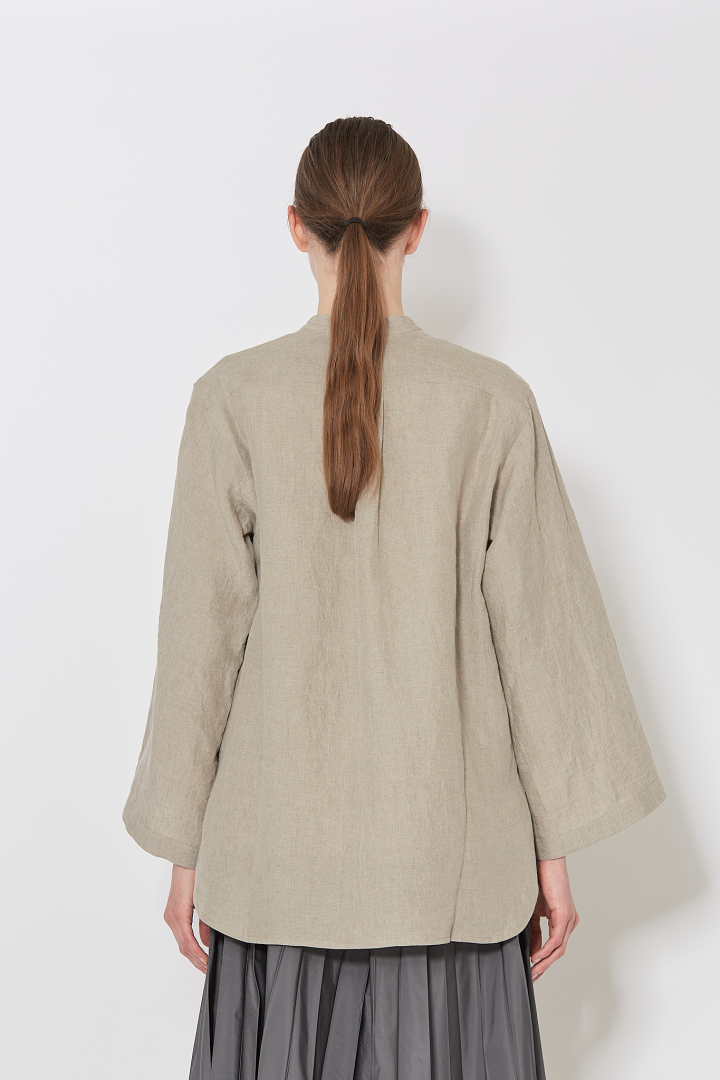 Longs Sleeve Shirt With Side Pocket - Brown