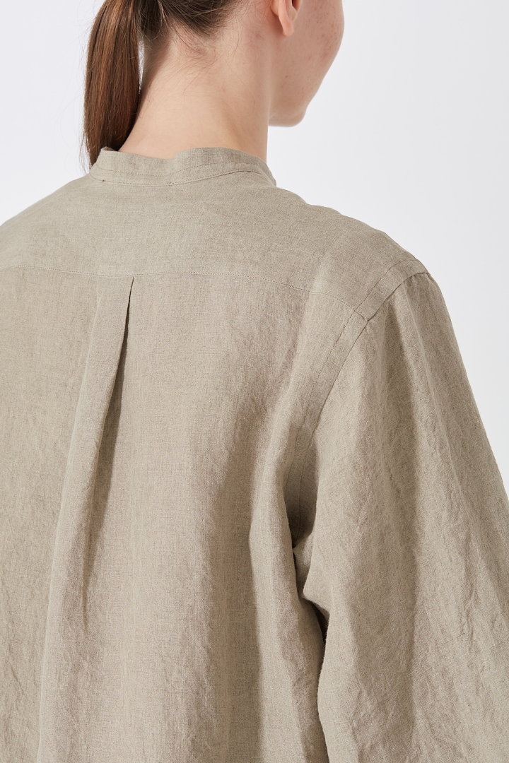 Longs Sleeve Shirt With Side Pocket - Brown