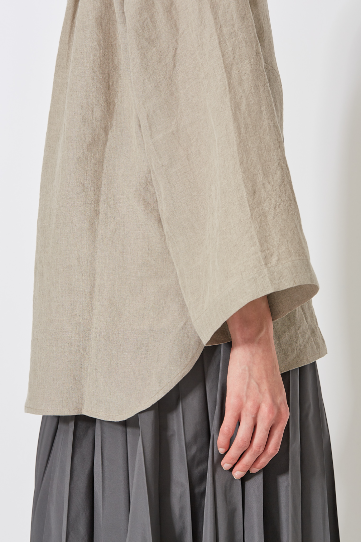 Longs Sleeve Shirt With Side Pocket - Brown
