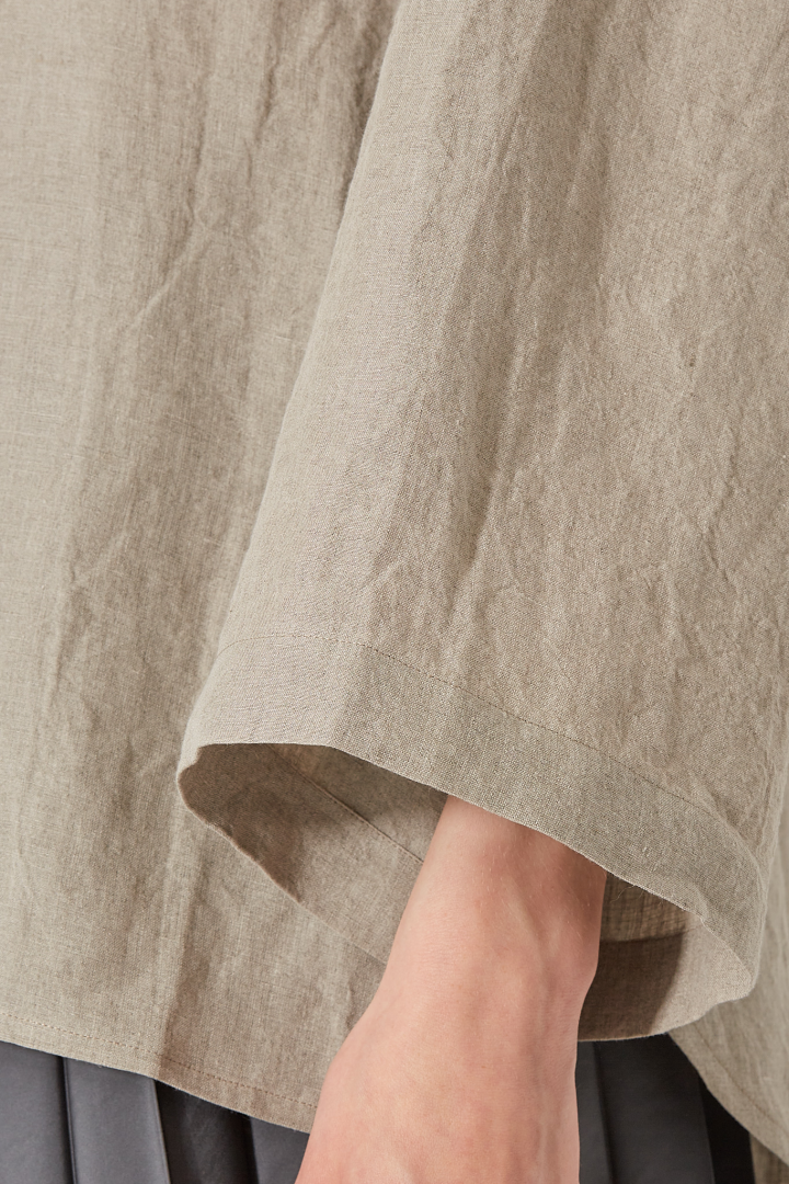 Longs Sleeve Shirt With Side Pocket - Brown