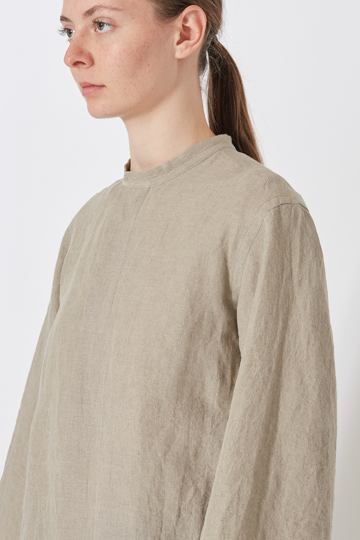 Longs Sleeve Shirt With Side Pocket - Brown