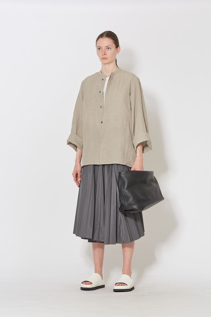 Longs Sleeve Shirt With Side Pocket - Brown
