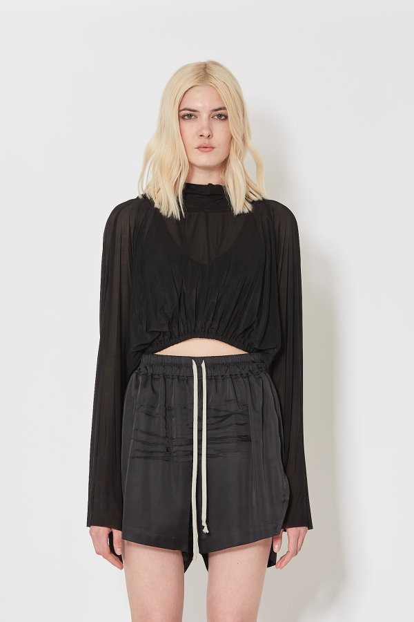Cropped Hooded Tunic - Black