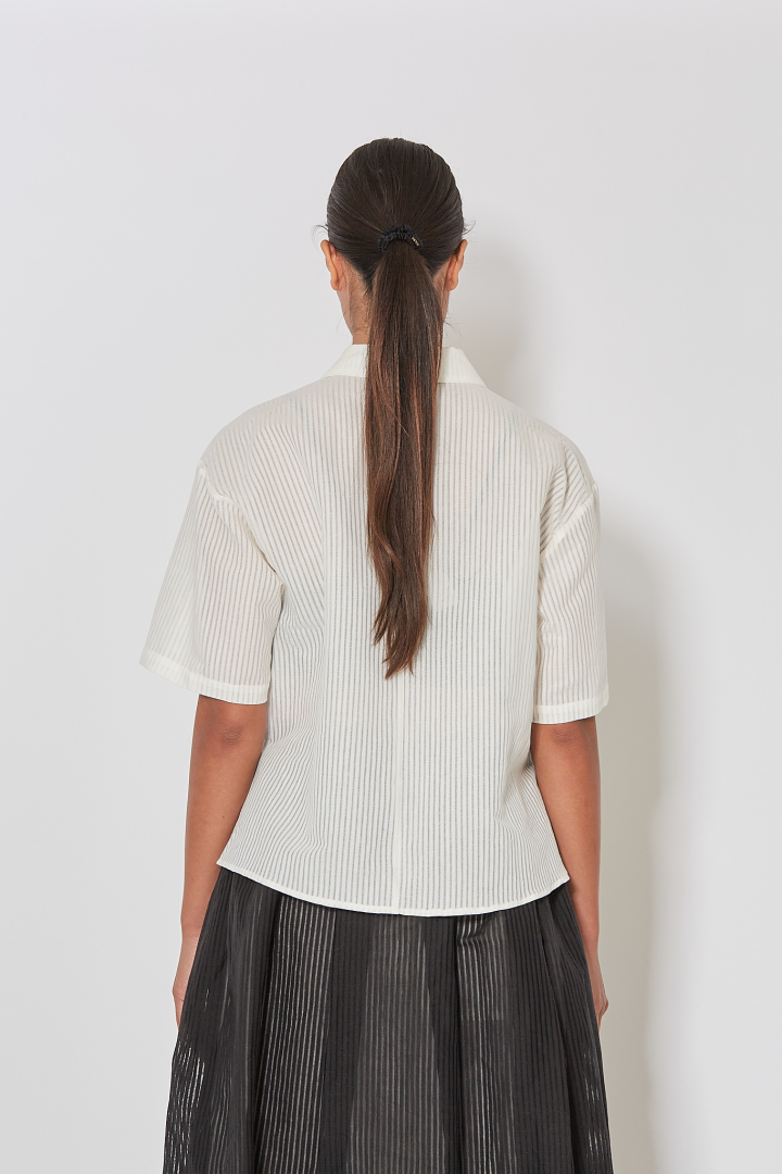 Woven Open Collar Shirt - Off White